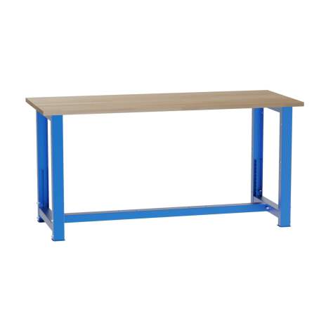 Banc de lucru atelier cu reglare pe înălțime LxlxH 1700x700x827-1027 mm Kovona, traversă inferior, albastru RAL5012 - Kovona Lysa nad Labem