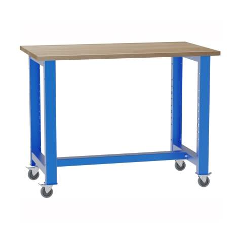 Banc de lucru atelier mobil LxlxH 1200x700x928 mm Kovona, traversă inferioara, albastru RAL5012 - Kovona Lysa nad Labem