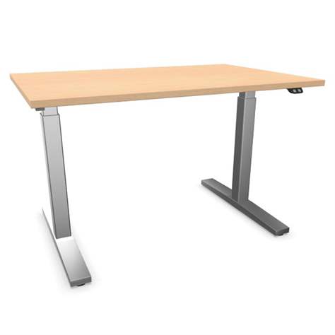 Bürotisch 1200x800 mm, elektrisch höhenverstellbar 710-1210 mm, Tischdesk Ahorn / Gestell grau