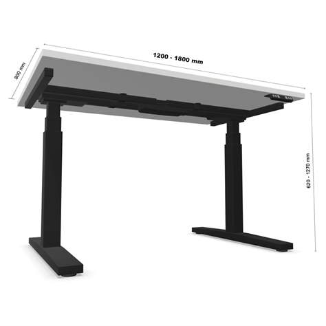 Fuß-Gestell, elektrisch höhenverstellbar 620-1270 mm, dreiteilig, Farbe Schwarz - Nowy Styl Group - Bild2