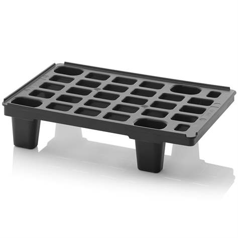 Kunststoff-Leichtpalette 600 x 400 mm, Schwarz, mit Füßen