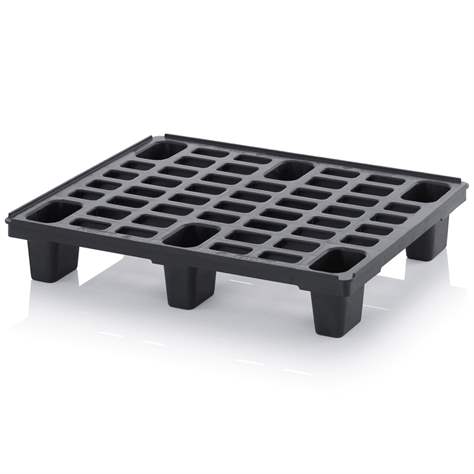 Kunststoff-Leichtpalette 800 x 600 mm, Schwarz, mit Füßen