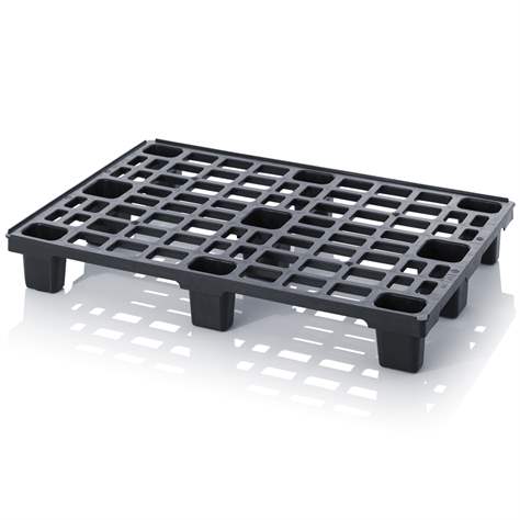 Kunststoff-Leichtpalette 1200 x 800 mm, Schwarz, mit Füßen