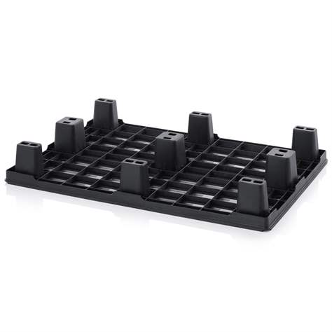 Kunststoff-Leichtpalette 1200 x 800 mm, Schwarz, mit Füßen - Bild2