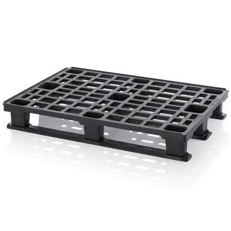Kunststoff-Leichtpalette 1200 x 800 mm, Schwarz, mit Kufen