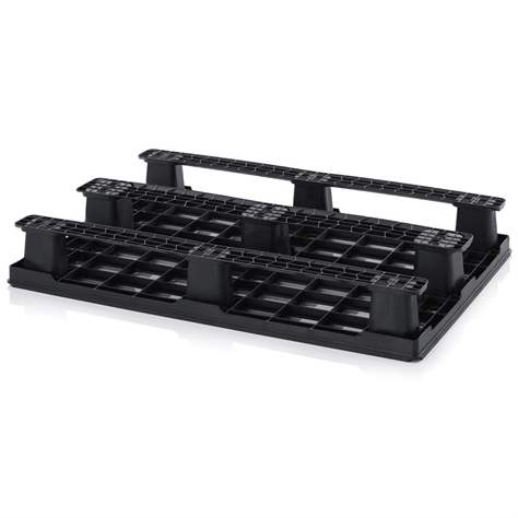 Kunststoff-Leichtpalette 1200 x 800 mm, Schwarz, mit Kufen - Bild2