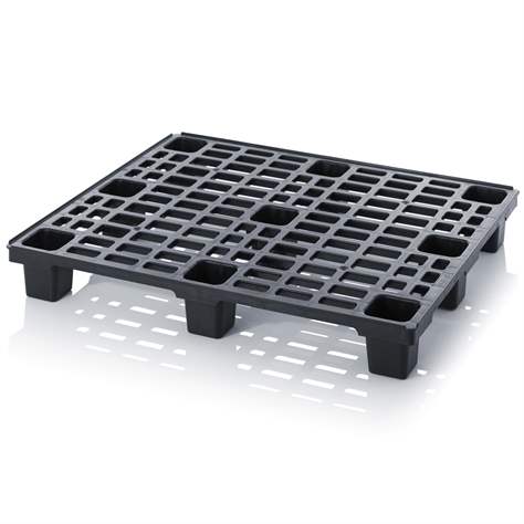 Kunststoff-Leichtpalette 1200 x 1000 mm, Schwarz, mit Füßen