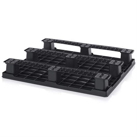 Kunststoff-Leichtpalette 1200 x 1000 mm, Schwarz, mit Kufen - Bild2