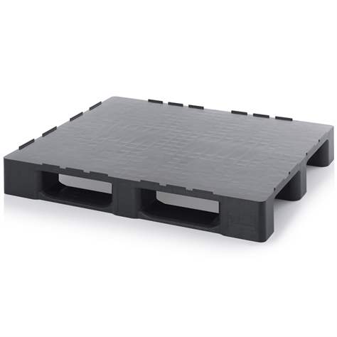 Mediumpalette 1200 x 1000 mm, mit geschlossenem Deck, Schwarz, mit Kufen