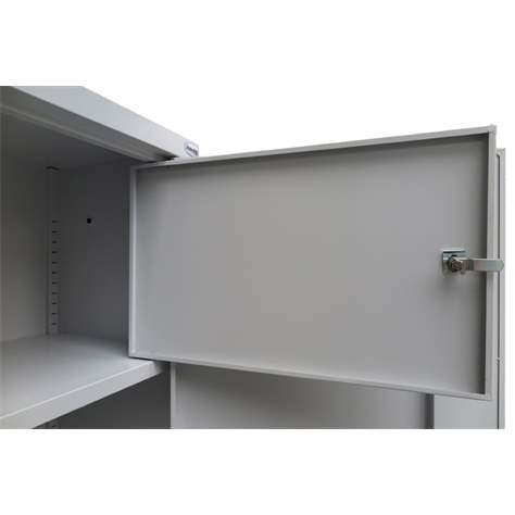 Dulap metalic cu polițe și cu dulăpior interior cu cheie tip compartiment de sigurantă interior, HxLxl: 1990x1000x435 mm, corp albastru RAL5010 / uși albastre RAL5010 - Malow - imagine2