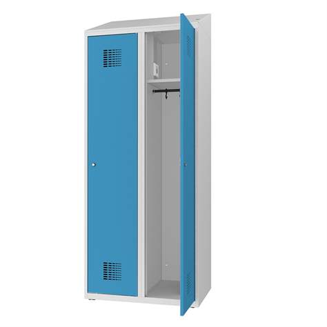 Garderobenschrank zur Aufladung von elektronischen Geräten, 2 x 300 mm, 230V SCHUKO, Türfarbe Blau RAL5012 - Malow - Bild3