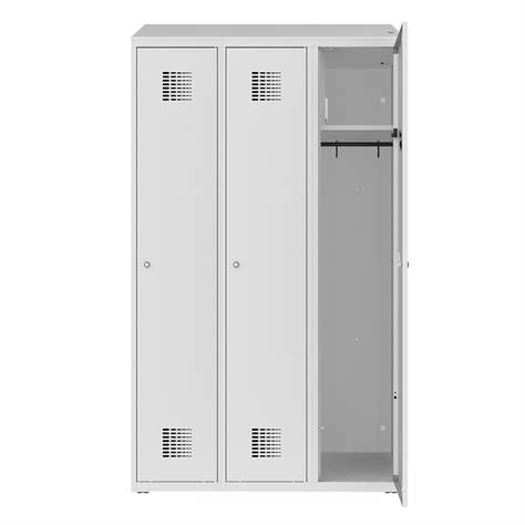 Garderobenschrank zur Aufladung von elektronischen Geräten, 3 x 300 mm, 230V SCHUKO, Türfarbe Grau RAL7035 - Malow