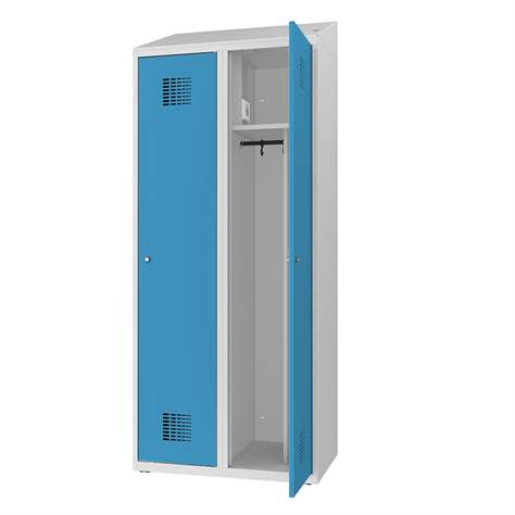 Garderobenschrank zur Aufladung von elektronischen Geräten, 2 x 400 mm, 230V SCHUKO, Türfarbe Blau RAL5012 - Malow - Bild3