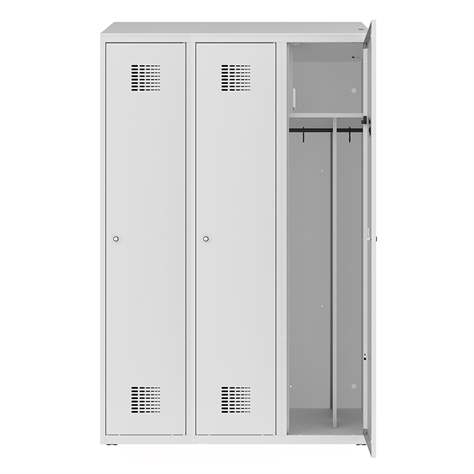 Dulap pentru vestiar cu posibilitate de încărcare a dispozitivelor electronice, 3 x 400 mm, 230V SCHUKO, uși gri RAL7035 - Malow