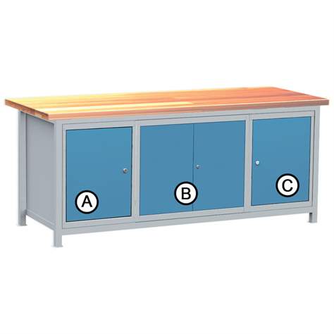 Professionelle Werkbank, 3 Schränke, Buchen-Arbeitsplatte, 2000x750 mm - Kovos Verneřice - Bild3