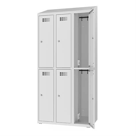 Ladeschrank mit 6 Schließfächern, 230V SCHUKO, HxBxT: 1800x900x500 mm, Türfarbe Grau RAL7035 - Malow