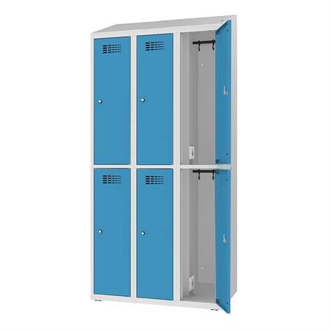 Ladeschrank mit 6 Schließfächern, 230V SCHUKO, HxBxT: 1800x900x500 mm, Türfarbe Blau RAL5012 - Malow