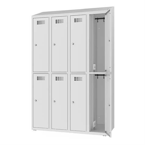 Ladeschrank mit 8 Schließfächern, 230V SCHUKO, HxBxT: 1800x1200x500 mm, Türfarbe Grau RAL7035 - Malow