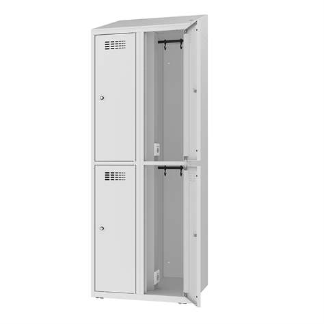 Ladeschrank mit 4 Schließfächern, 230V SCHUKO, HxBxT: 1800x800x500 mm, Türfarbe Grau RAL7035 - Malow