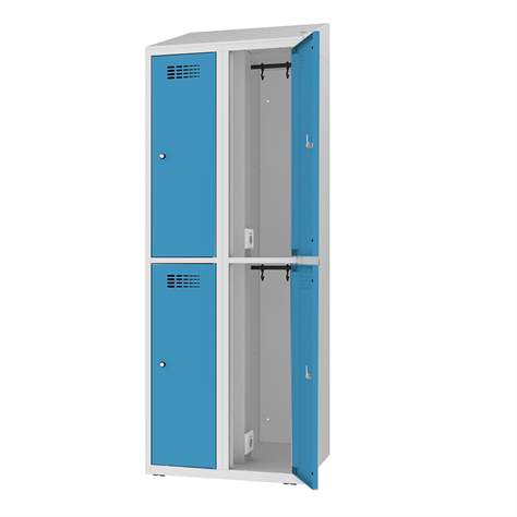 Ladeschrank mit 4 Schließfächern, 230V SCHUKO, HxBxT: 1800x800x500 mm, Türfarbe Blau RAL5012 - Malow