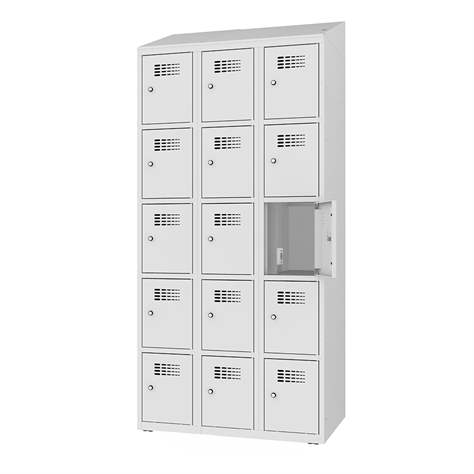 Ladeschrank mit 15 Schließfächern, 230V SCHUKO, HxBxT: 1800x900x500 mm, Türfarbe Grau RAL7035 - Malow