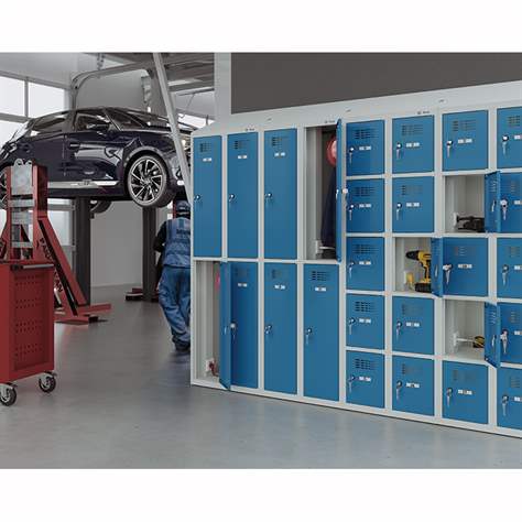 Ladeschrank mit 15 Schließfächern, 230V SCHUKO, HxBxT: 1800x1200x500 mm, Türfarbe Grau RAL7035 - Malow - Bild2