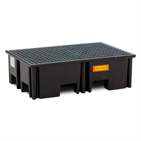 Záchytná vaňa z PE, s oceľovým roštom, 1230x830x360 mm, objem 220 l - CEMO GmbH
