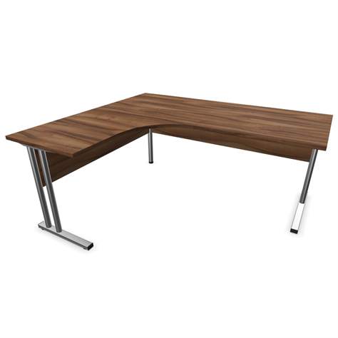 Büro-Schreibtisch 'L'-Form, Gestell 'C', Farbe Nussbaum, links, B: 1800 x 1600 mm - Nowy Styl Group