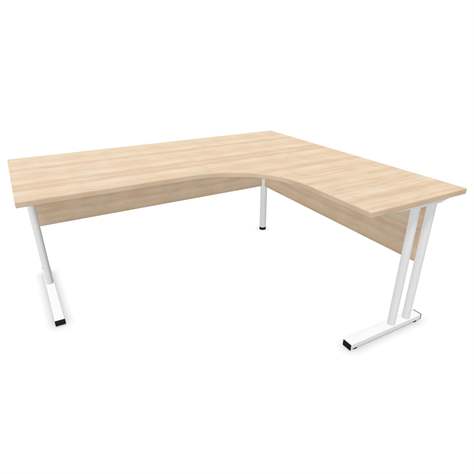 Büro-Schreibtisch 'L'-Form, Gestell 'C', weiß, Farbe Akazie, rechts, B: 1800 x 1600 mm - Nowy Styl Group