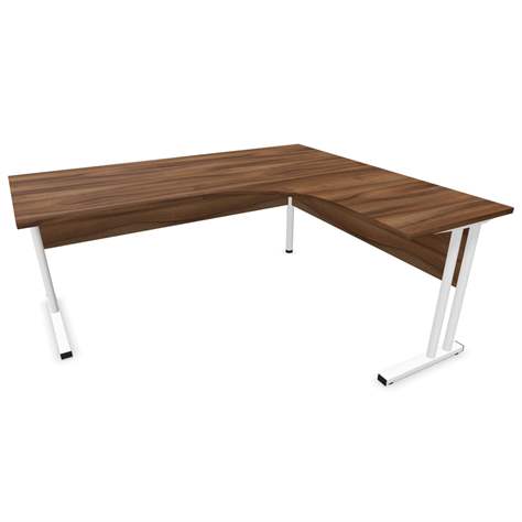 Büro-Schreibtisch 'L'-Form, Gestell 'C', weiß, Farbe Nussbaum, rechts, B: 1800 x 1600 mm - Nowy Styl Group