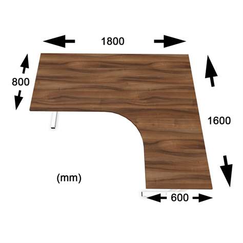 Büro-Schreibtisch 'L'-Form, Gestell 'C' weiß, Farbe Dunkelgrau, rechts, B: 1800 x 1600 mm - Nowy Styl Group - Bild2
