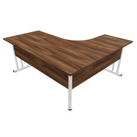 Büro-Schreibtisch 'L'-Form, Gestell 'C', weiß, Farbe Dunkelgrau, links, B: 1800 x 1600 mm - Nowy Styl Group - Bild3