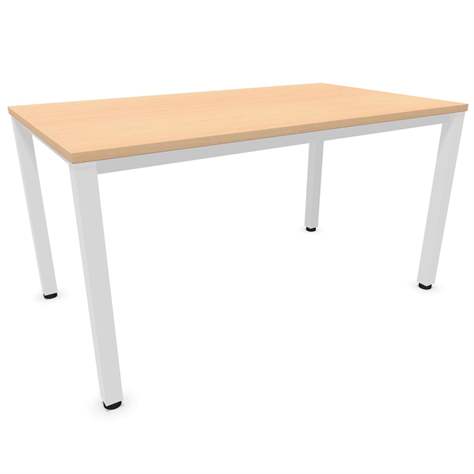 Büro-Schreibtisch, eckiges Säulen-Gestell, weiß, Farbe Ahorn, B x T: 1400 x 800 mm - Nowy Styl Group