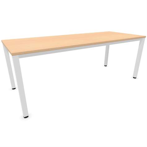 Büro-Schreibtisch, eckiges Säulen-Gestell, weiß, Farbe Ahorn, B x T: 2000 x 800 mm - Nowy Styl Group