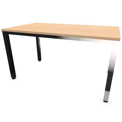 Büro-Schreibtisch, eckiges Säulen-Gestell, glänzend, Farbe Ahorn, B x T: 1400 x 800 mm - Nowy Styl Group