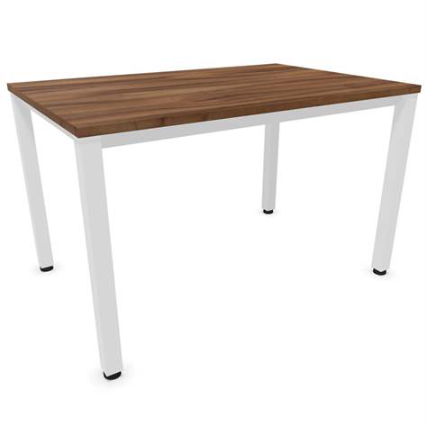 Büro-Schreibtisch, eckiges Säulen-Gestell, weiß, Farbe Nussbaum, B x T: 1200 x 800 mm - Nowy Styl Group