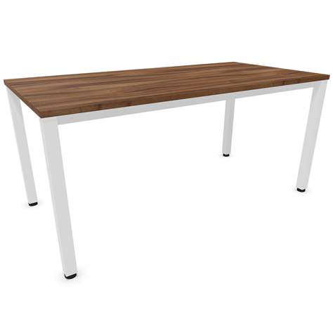 Büro-Schreibtisch, eckiges Säulen-Gestell, weiß, Farbe Nussbaum, B x T: 1600 x 800 mm - Nowy Styl Group