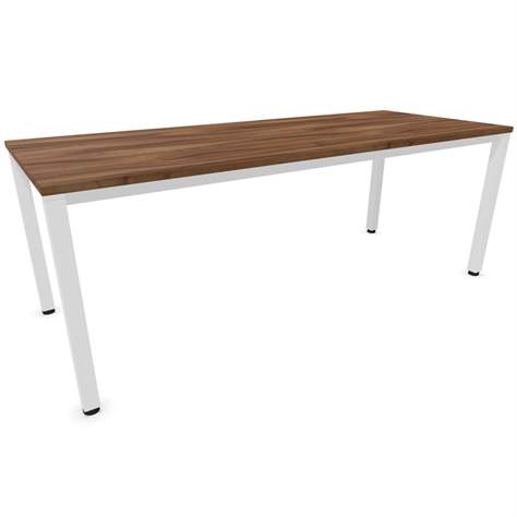 Büro-Schreibtisch, eckiges Säulen-Gestell, weiß, Farbe Nussbaum, B x T: 2000 x 800 mm - Nowy Styl Group