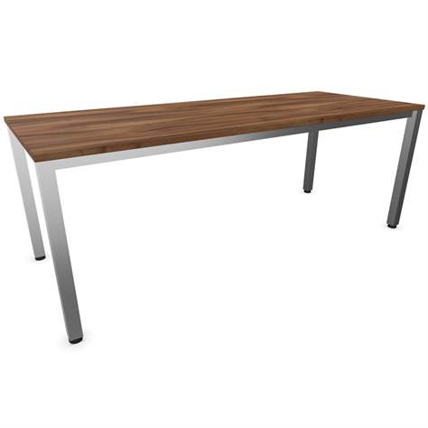 Büro-Schreibtisch, eckiges Säulen-Gestell, matt, Farbe Nussbaum, B x T: 2000 x 800 mm - Nowy Styl Group