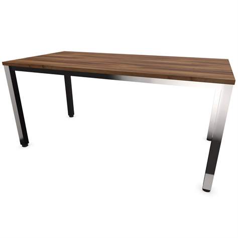 Büro-Schreibtisch, eckiges Säulen-Gestell, glänzend, Farbe Nussbaum, B x T: 1600 x 800 mm - Nowy Styl Group