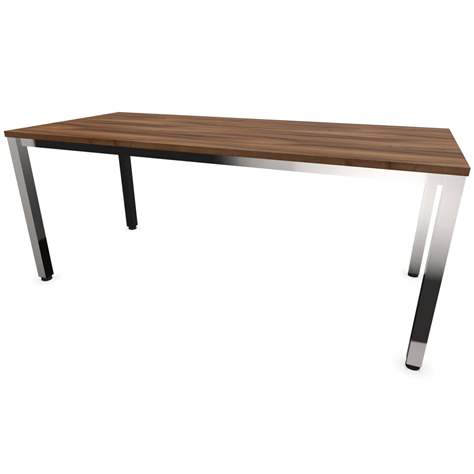 Büro-Schreibtisch, eckiges Säulen-Gestell, glänzend, Farbe Nussbaum, B x T: 1800 x 800 mm - Nowy Styl Group