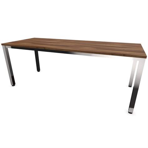 Büro-Schreibtisch, eckiges Säulen-Gestell, glänzend, Farbe Nussbaum, B x T: 2000 x 800 mm - Nowy Styl Group