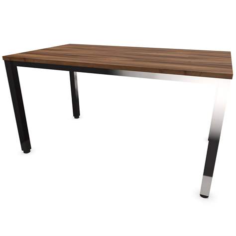 Büro-Schreibtisch, eckiges Säulen-Gestell, glänzend, Farbe Nussbaum, B x T: 1400 x 800 mm - Nowy Styl Group