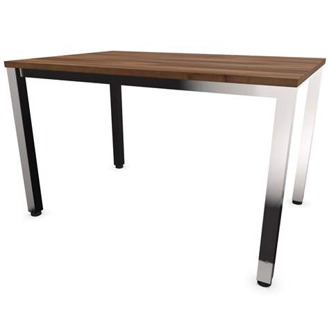 Büro-Schreibtisch, eckiges Säulen-Gestell, glänzend, Farbe Nussbaum, B x T: 1200 x 800 mm - Nowy Styl Group