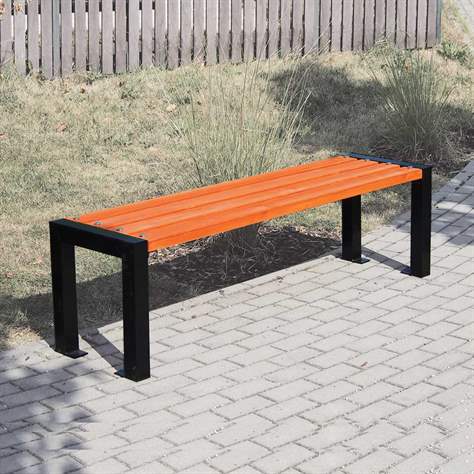 Parkbank Toronto ohne Rückenlehne, Stahlkonstruktion mit Massivholzleisten Farbton Mahagon, Länge 1,62 m