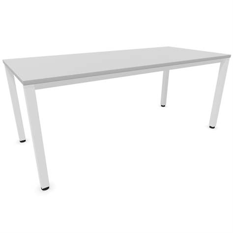 Büro-Schreibtisch, eckiges Säulen-Gestell, weiß, Farbe Lichtgrau, B x T: 1800 x 800 mm - Nowy Styl Group