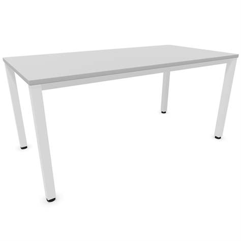 Büro-Schreibtisch, eckiges Säulen-Gestell, weiß, Farbe Lichtgrau, B x T: 1600 x 800 mm - Nowy Styl Group