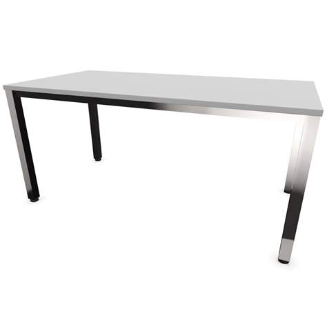 Büro-Schreibtisch, eckiges Säulen-Gestell, glänzend, Farbe Lichtgrau, B x T: 1600 x 800 mm - Nowy Styl Group