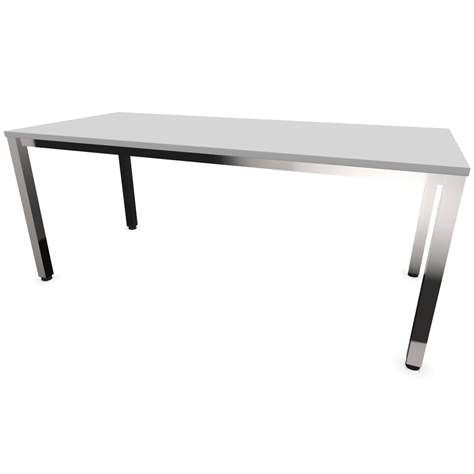 Büro-Schreibtisch, eckiges Säulen-Gestell, glänzend, Farbe Lichtgrau, B x T: 1800 x 800 mm - Nowy Styl Group