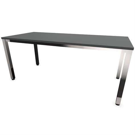 Büro-Schreibtisch, eckiges Säulen-Gestell, glänzend, Farbe Dunkelgrau, B x T: 1800 x 800 mm - Nowy Styl Group